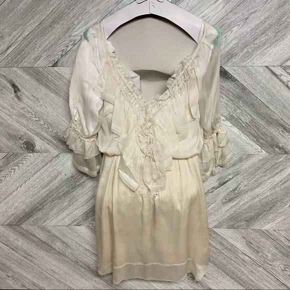 Zac Posen | Silk Ruffle Ivory Cream Dress Size 8 - Picture 5 of 12